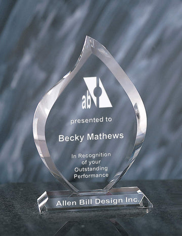 customizable Apollo Torch Crystal Award with crystal base, add logos and text